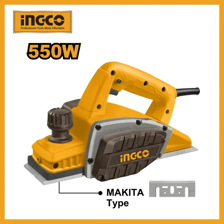 INGCO 550W Electric Planer With 1 Pcs Socket Wrench and 1 Pcs Parallel Guide For Planing, Chamfering and Edge Trimming Of