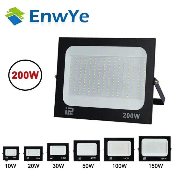 LED Flood Light Spotlight AC220V 10W20W30W50W100W 200W IP66 Waterproof LED Black Shell Garden Street Gate Wall Floodlights
