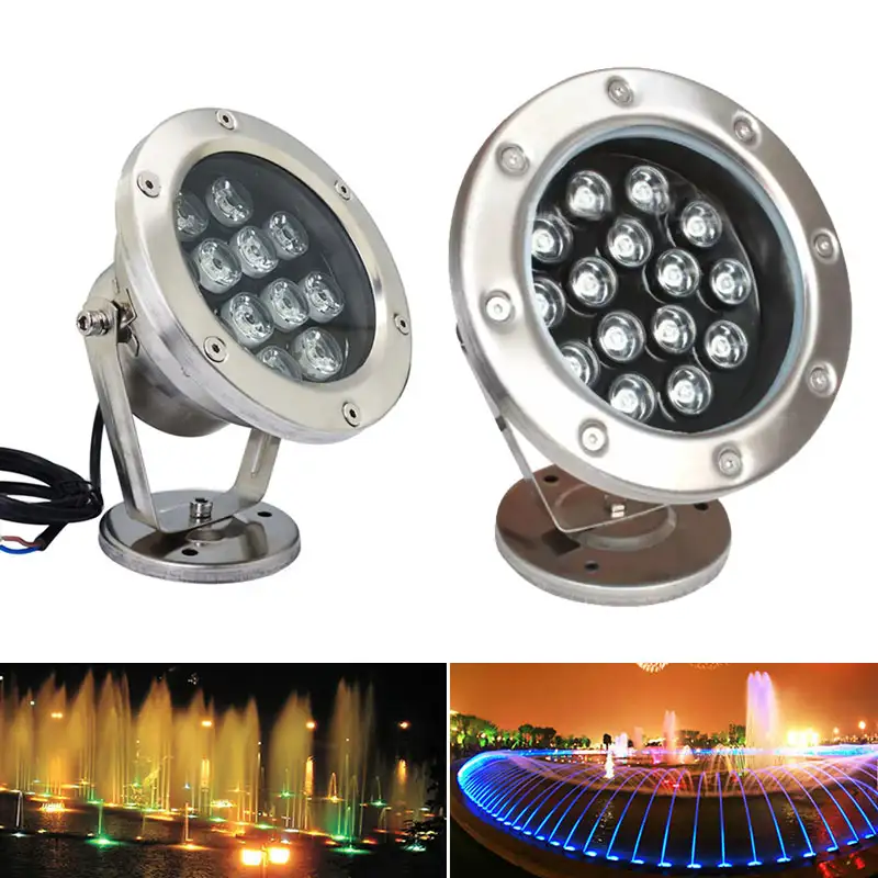 Waterproof LED RGB light 18w Single Color RGB Color Changing IP68 Waterproof Rgb Led Underwater Light Swimming Pool Fountain Aquarium Fish Tank Pond Lamp