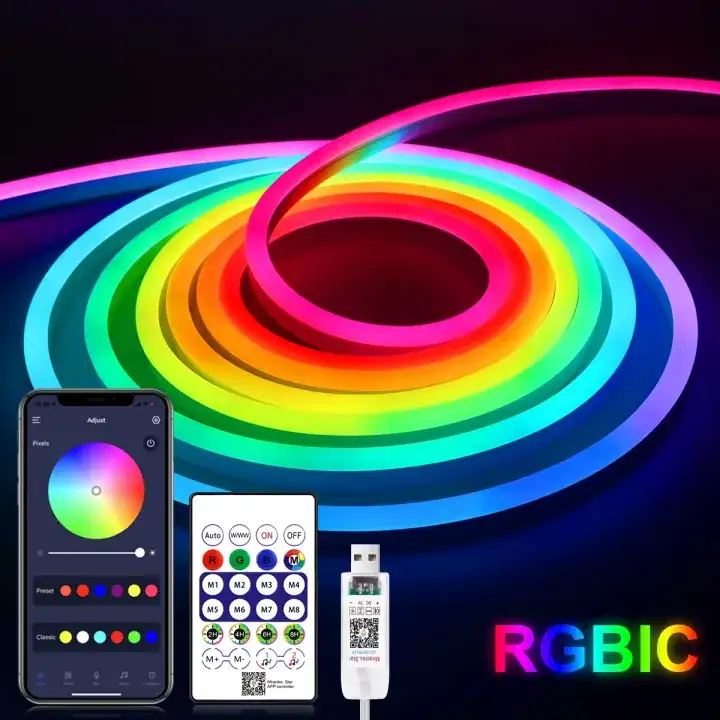 10 metre RGB neon Peter LED profile light Neon Rope Light with Bluetooth App and Remote control For DIY Neon Gaming