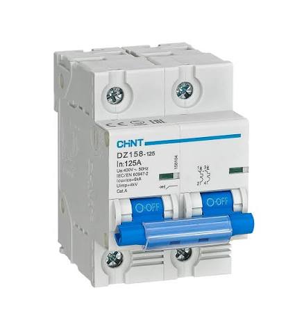 CHINT DC 125A Double Pole DZ158-125 Miniature Circuit Breaker – MCB for Solar & Industrial Use...