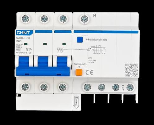 CHINT C40A+63A TP RCBO 30mA 6KA Residual Current Operated Circuit Breaker NXBLE 3P